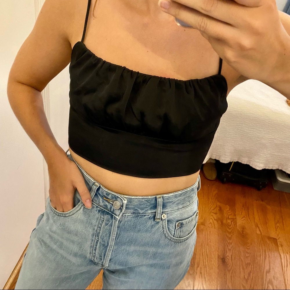 Wilfred Black Silk Crop Top